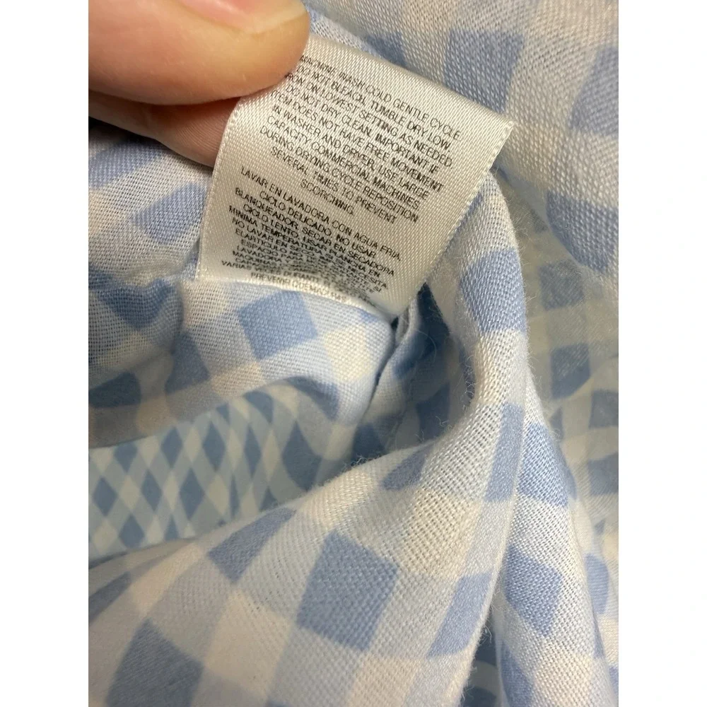 Vintage 80s/90 Baby Bedding Crib Mattress Cover Sheet Blue Gingham Floral‎ Cats